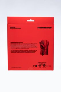FEUERMEISTER© Premium BBQ Grillhandschuhe Leder rot Gr.12