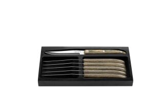 STYLE DE VIE 6 Steakmesser mit glatter Klinge graues Pakkaholz