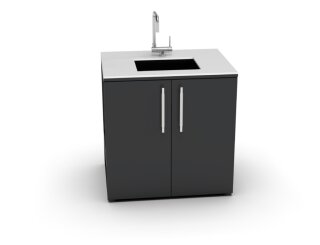 BRABURA Küchenmodul mit Edelstahl Grifffen CT 90 Spülmodul