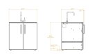BRABURA Küchenmodul mit Edelstahl Grifffen CT 90 Spülmodul