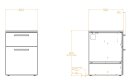 BRABURA Küchenmodul mit schwarzen Edelstahl Griffe CT 60 Schubladen