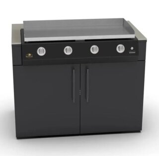 BRABURA Küchenmodul mit schwarzen Edelstahl Griffe KC 120 für Plancha L Class 40